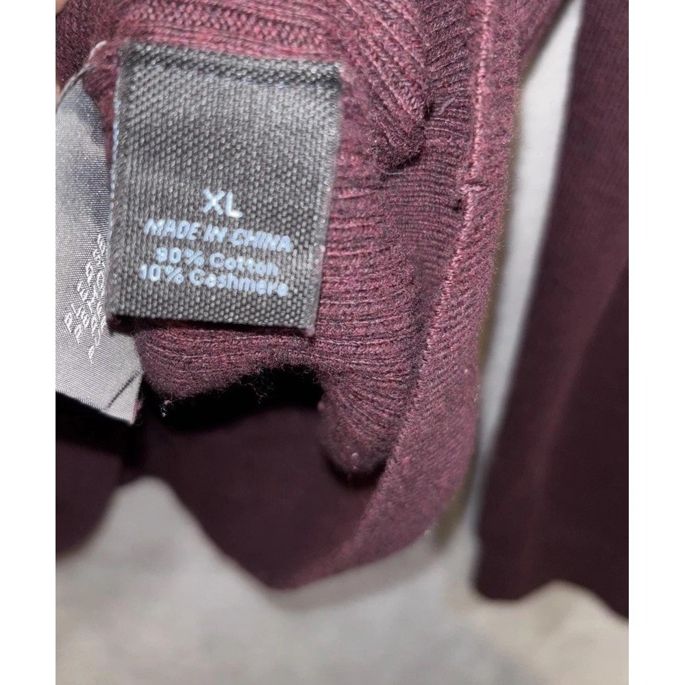 Marc Anthony Sweater Mens XL Burgundy V Neck Pullover Lightweight Cashmere Blend - Picture 4 of 10